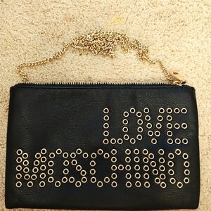 NWT Love Moshino Punch Hole Studded Versatile Clutch w Chain Strap.